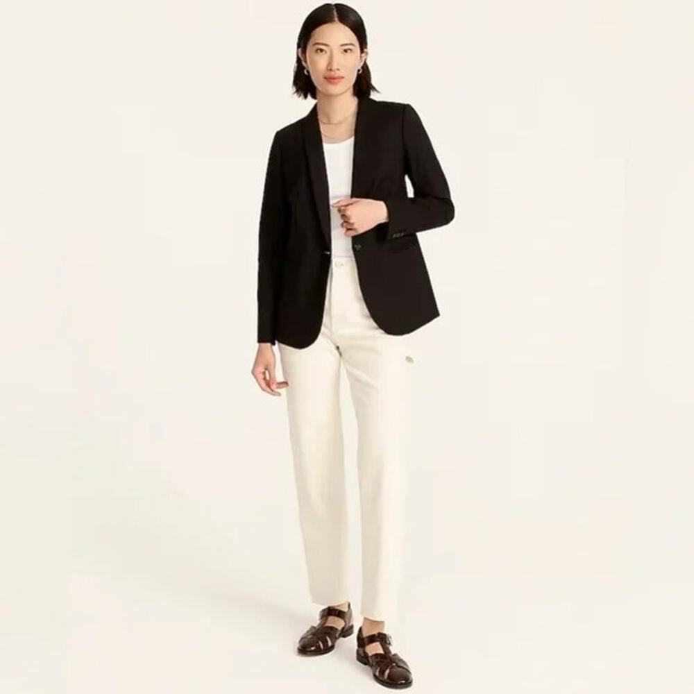 NWT J Crew Long Sleeve Black Parke Blazer in Wool Flannel Size 6